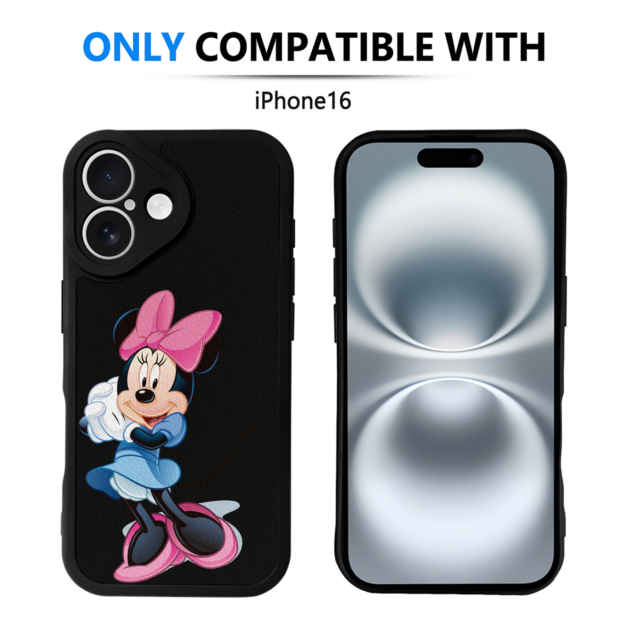 （画像用） ミッキーマウス Mickey Mouse 【iPhone 16シリーズ対応】シリコンスマホケース（レザー調） 材質：シリコン